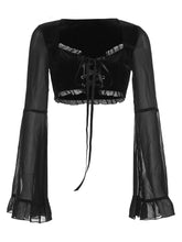 Load image into Gallery viewer, Dark Gothic Women&#39;S Wide-Sleeved Crop Short Top
