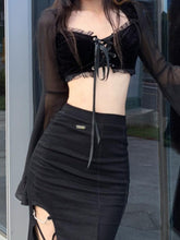 Load image into Gallery viewer, Dark Gothic Women&#39;S Wide-Sleeved Crop Short Top
