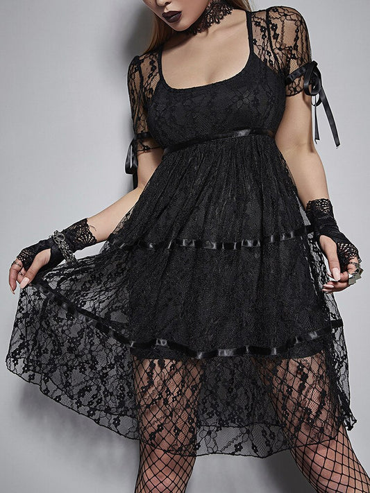 Goth Dark Lace Mall Aesthetic Dress