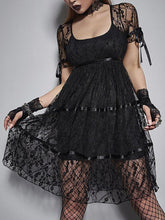 Load image into Gallery viewer, Goth Dark Lace Mall Aesthetic Dress
