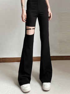 Vibrant Women's Weave Black Trousers