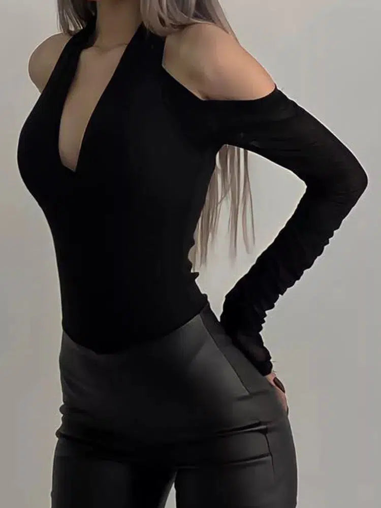Sexy Hollow Out Halter Bodysuit