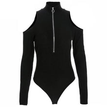 Load image into Gallery viewer, Women Black Long Sleeve Sexy Bodysuit - Vellarmi
