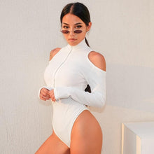 Load image into Gallery viewer, Women Black Long Sleeve Sexy Bodysuit - Vellarmi
