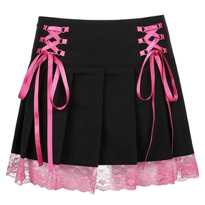 Cute Black Lace Mini Skirt - Vellarmi