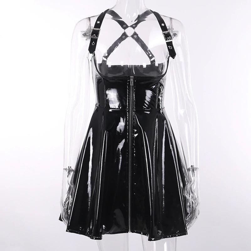 High Waist Suspender Gothic Skirt - Vellarmi