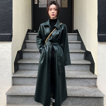 Secret Power Long Pu Leather Jacket