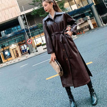 Load image into Gallery viewer, Secret Power Long Pu Leather Jacket
