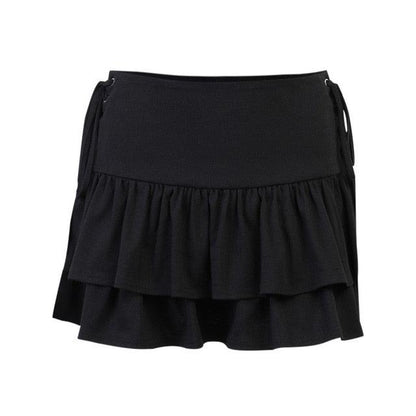 Cute Pleated Skirt With Lace Up details - Vellarmi