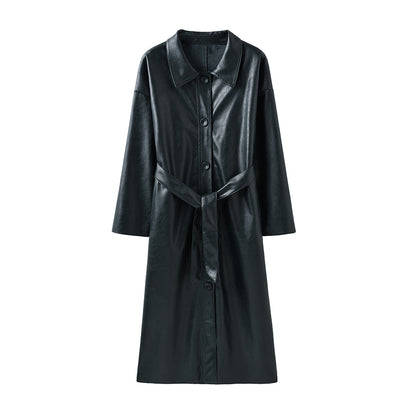 Secret Power Long Pu Leather Jacket